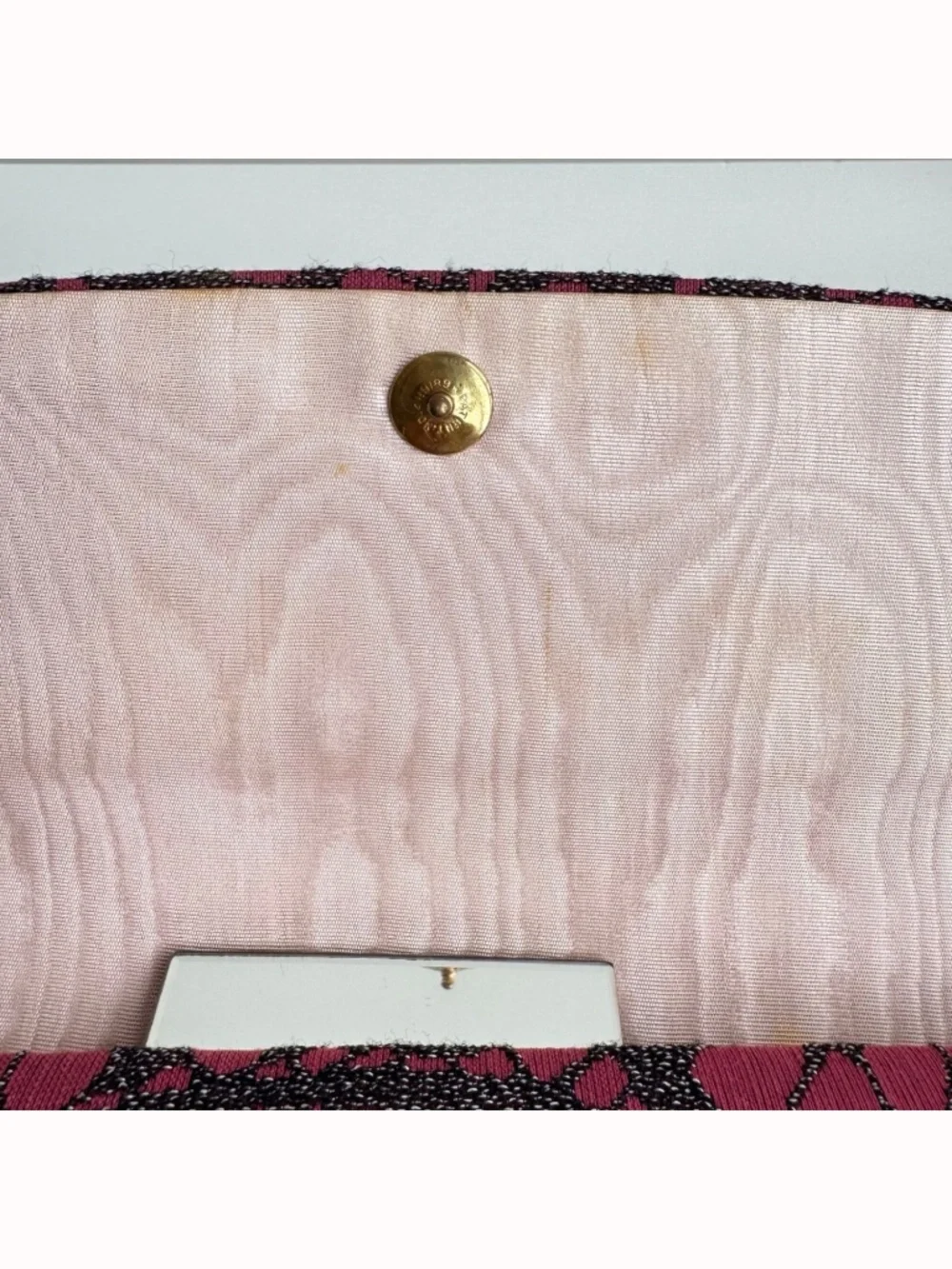 Vintage Pink Black Fabric Clutch Evening Bag Wedding Purse Formal Party Makeup